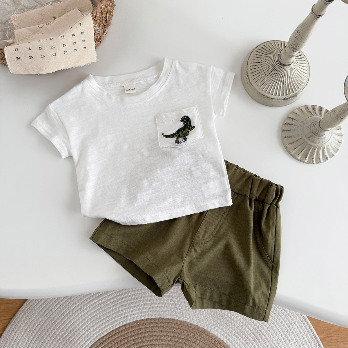 Summer T-Rex Short Sleeve Set for Baby Boys