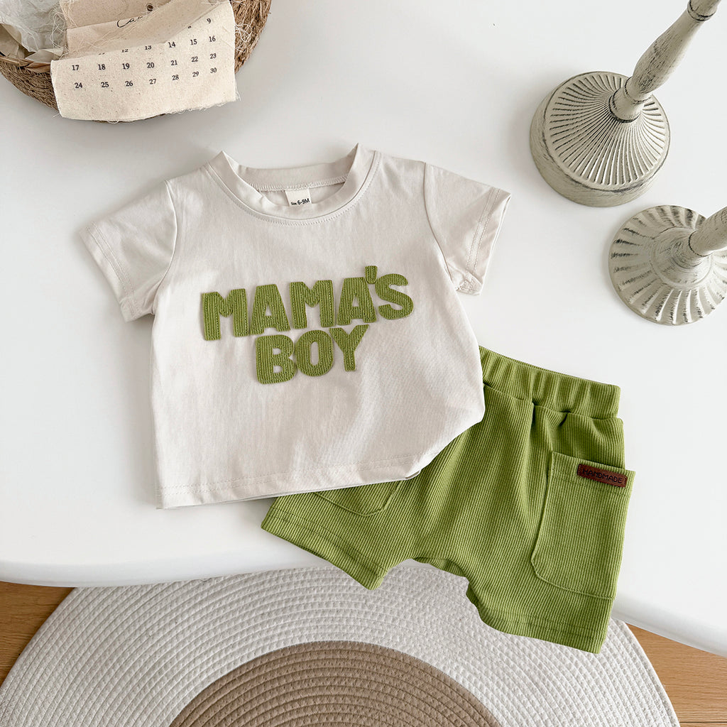 Summer Casual Green Applique Set for Baby Boys