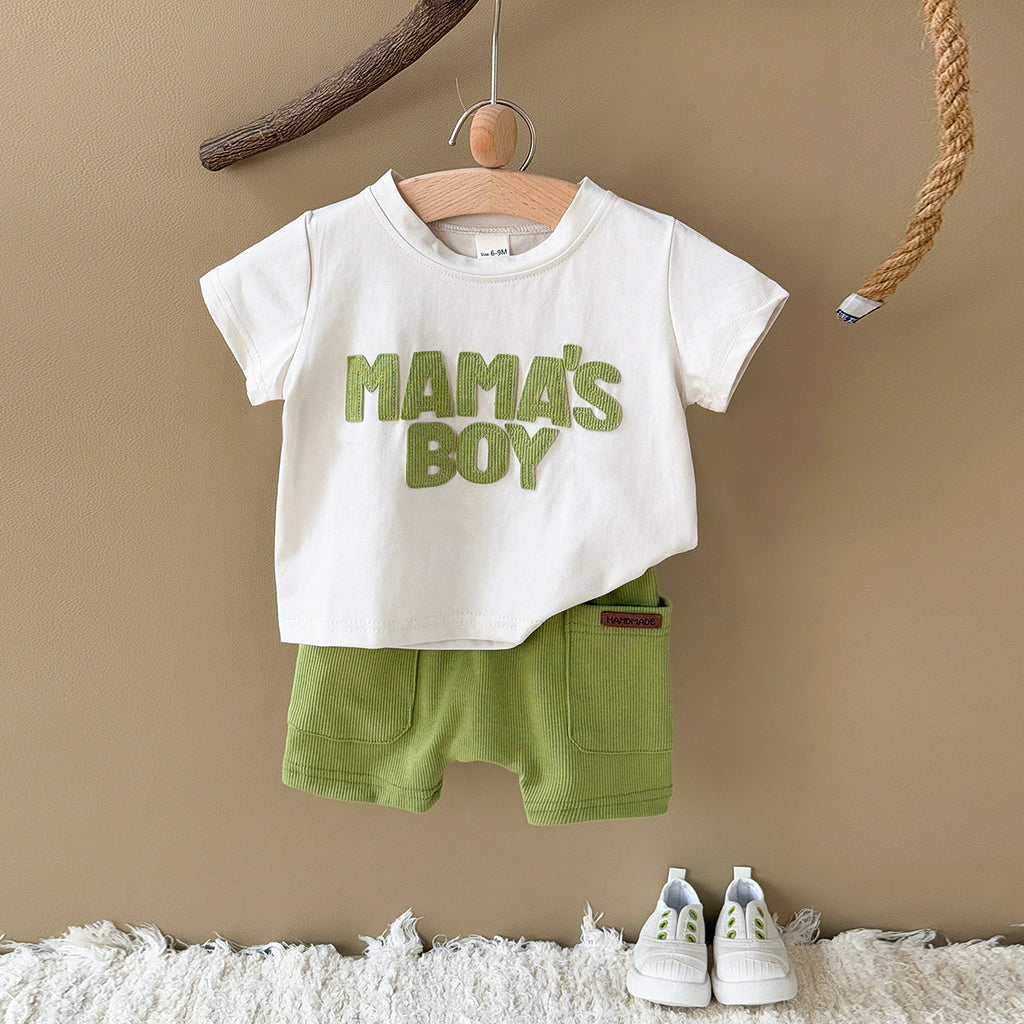 Summer Casual Green Applique Set for Baby Boys