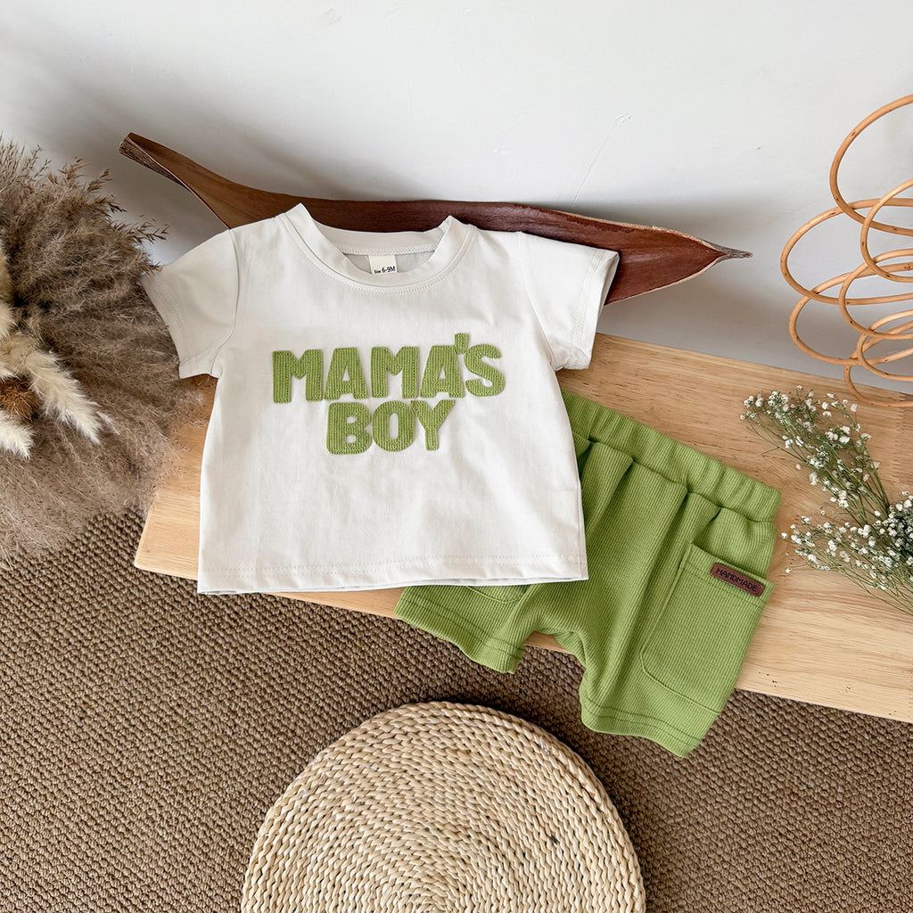 Summer Casual Green Applique Set for Baby Boys