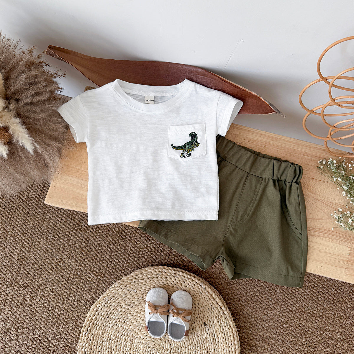 Summer T-Rex Short Sleeve Set for Baby Boys