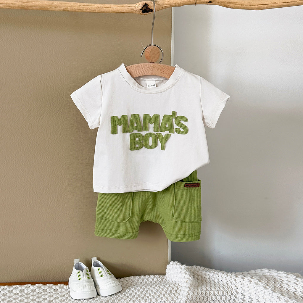 Summer Casual Green Applique Set for Baby Boys