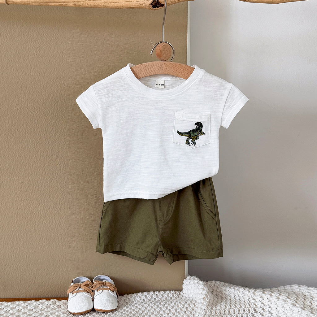 Summer T-Rex Short Sleeve Set for Baby Boys