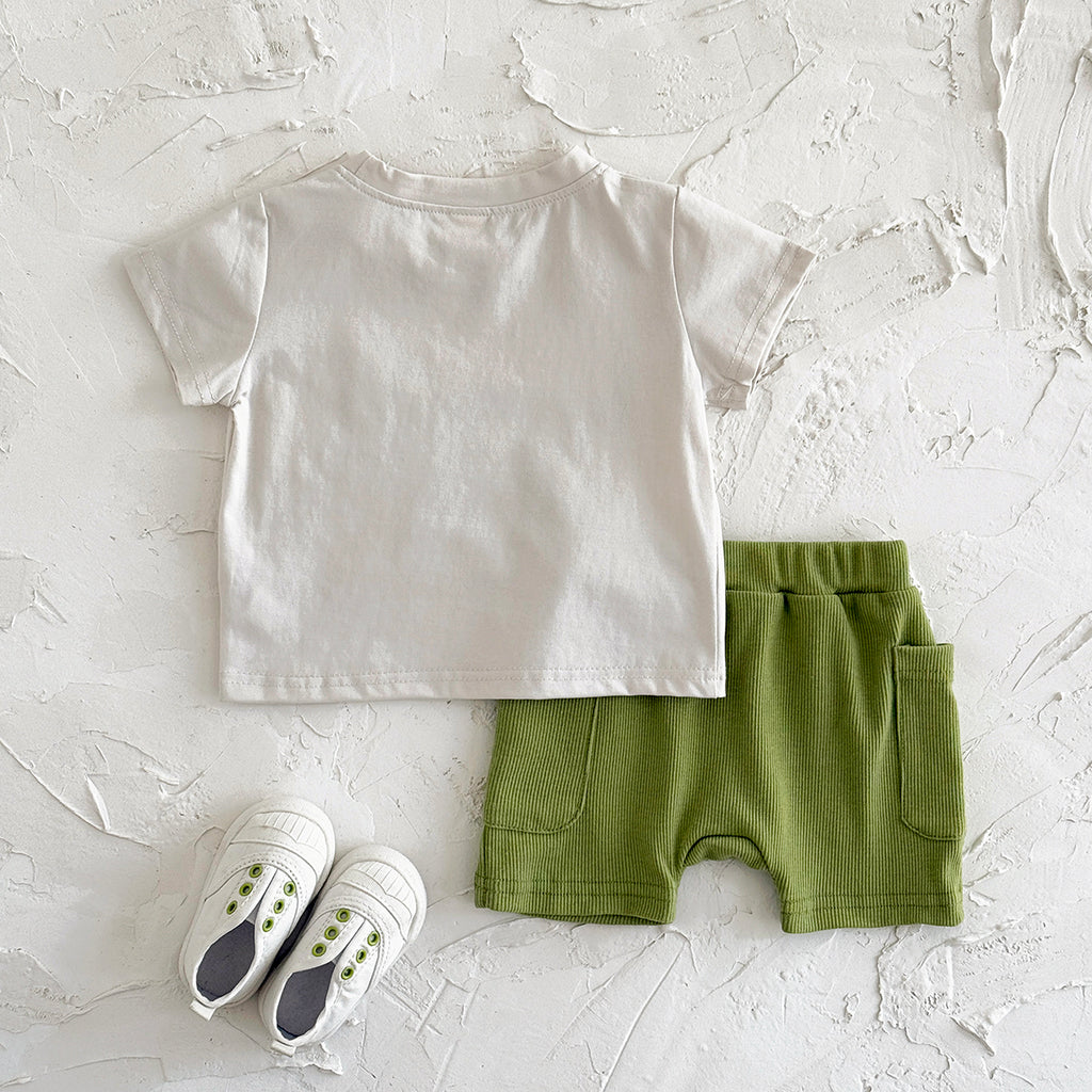 Summer Casual Green Applique Set for Baby Boys
