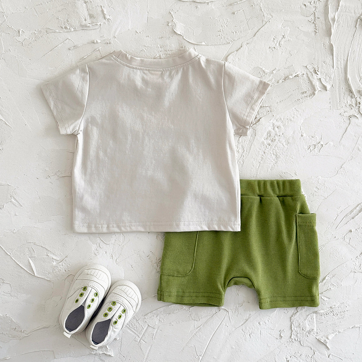 Summer Casual Green Applique Set for Baby Boys