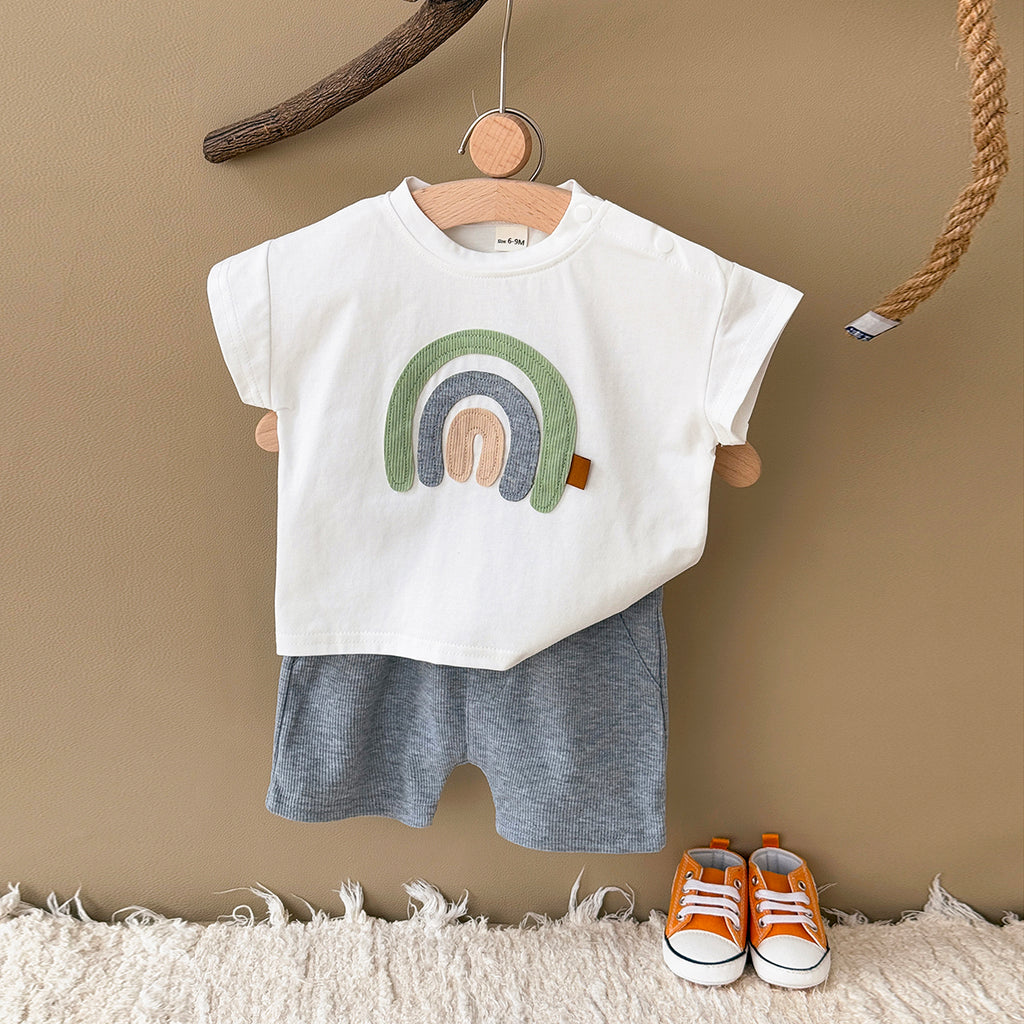 Summer White Rainbow Applique Embroidery Set