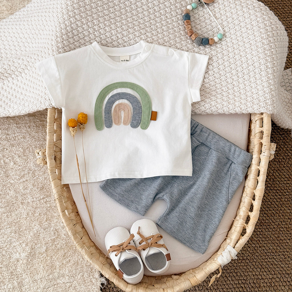 Summer White Rainbow Applique Embroidery Set