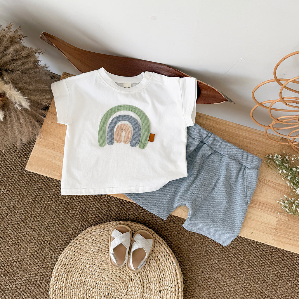 Summer White Rainbow Applique Embroidery Set