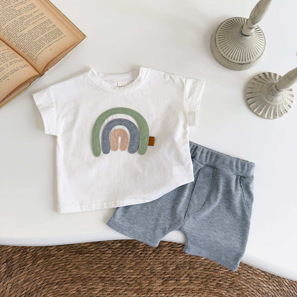 Summer White Rainbow Applique Embroidery Set