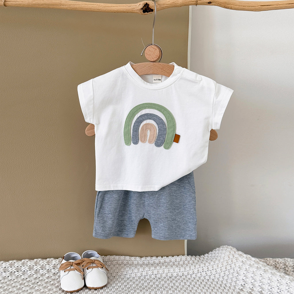 Summer White Rainbow Applique Embroidery Set
