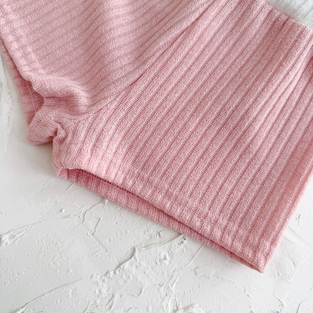 Summer Pink Floral Towel Embroidery Cami Set for Baby Girls