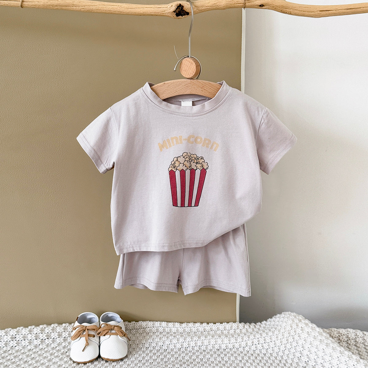 Summer Casual French Fry Print Apricot Romper
