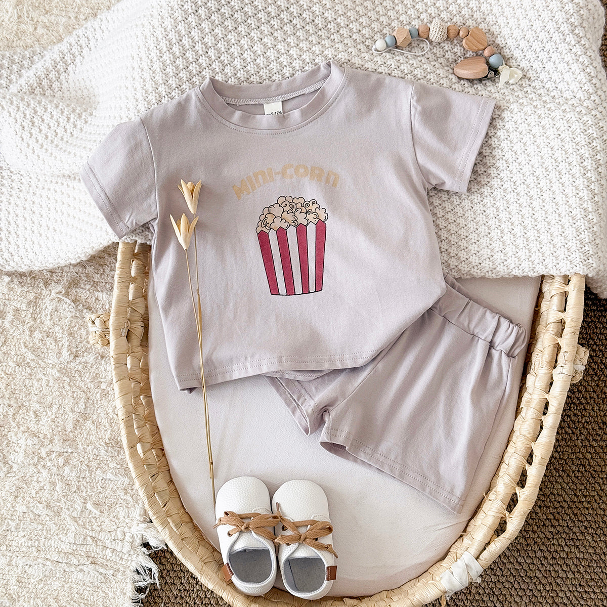 Summer Casual French Fry Print Apricot Romper