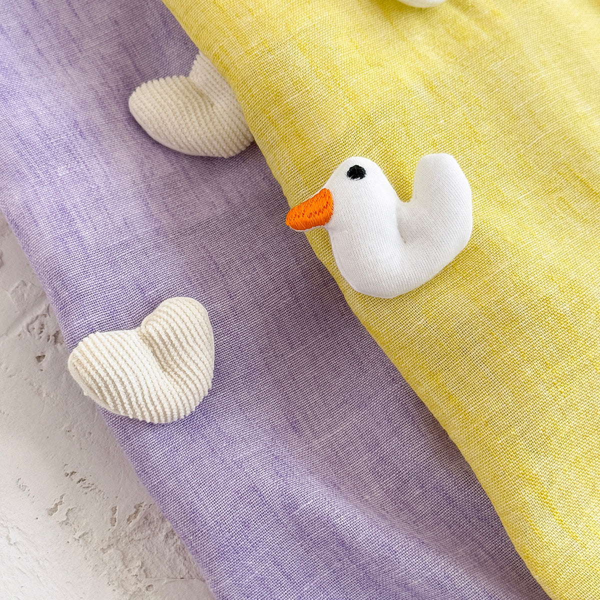 Summer Candy Color Romper with Heart & Duck Print for Baby Girls