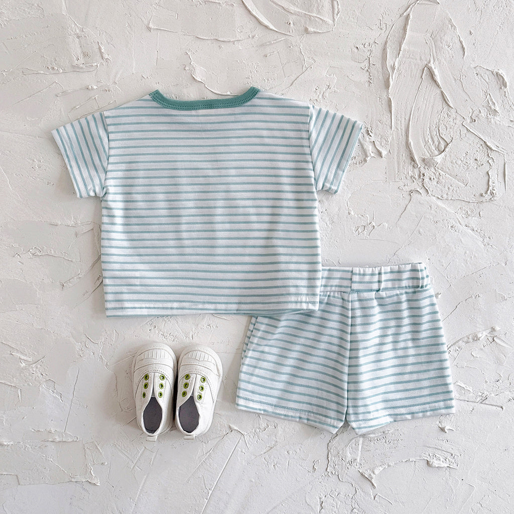 Toddler Striped Short Sleeve Tee & Shorts Set
