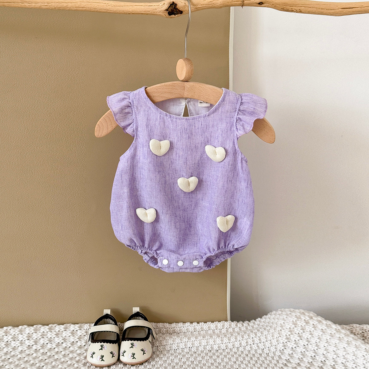 Summer Candy Color Romper with Heart & Duck Print for Baby Girls