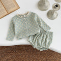 Summer Green Set with White Floral Print for Girls