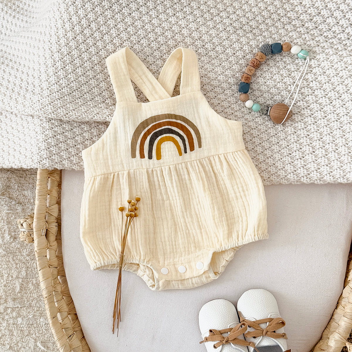 Baby Rainbow Muslin Sleeveless Romper