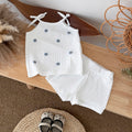 Summer White Cami Set with Blue Floral Print