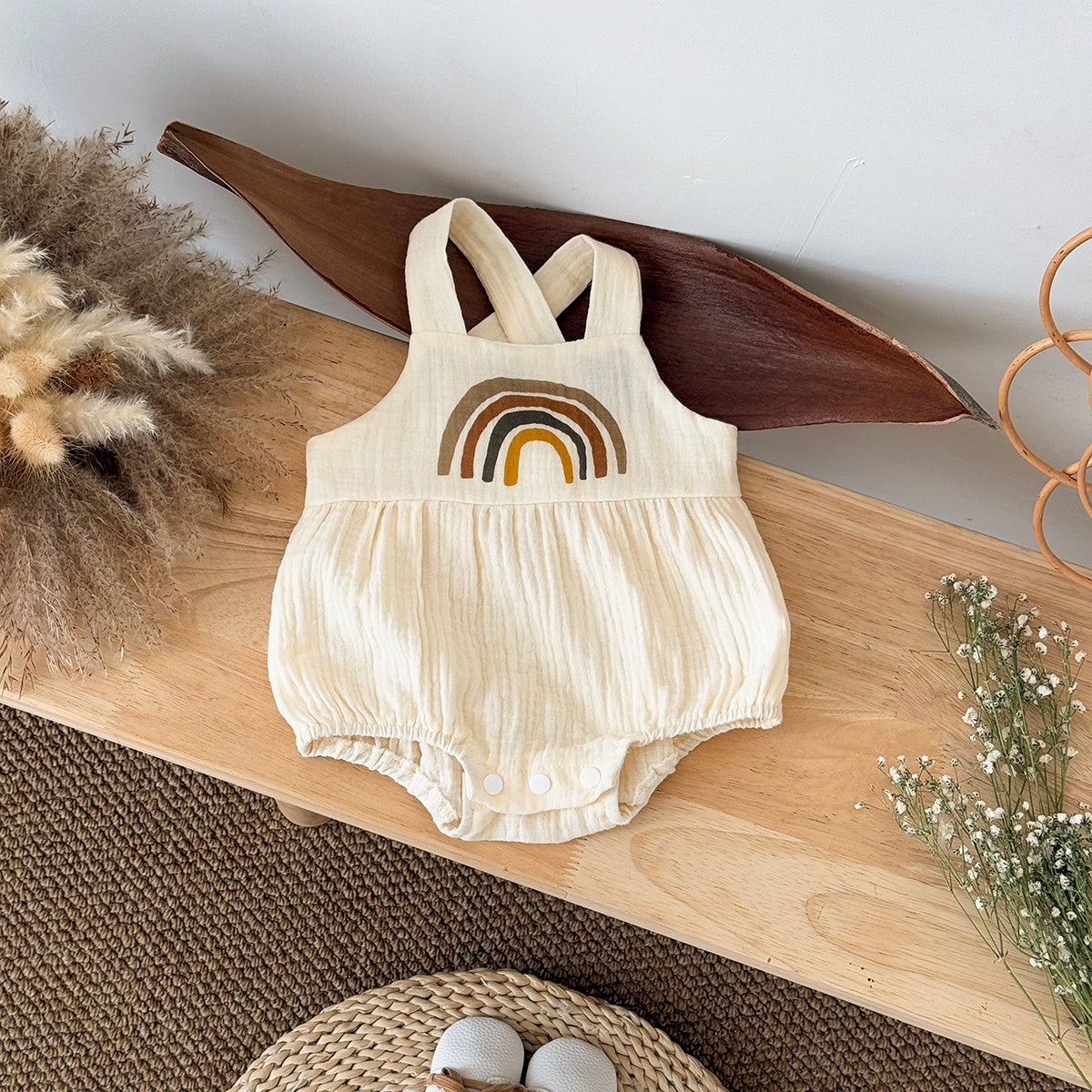 Baby Rainbow Muslin Sleeveless Romper
