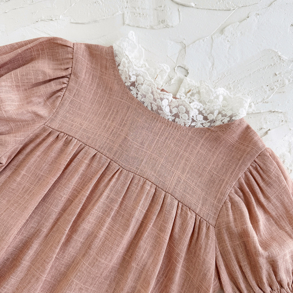 Summer Pink Lace Collar Romper for Baby Girls