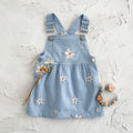 Summer Blue Floral Embroidery Dress for Baby Girls