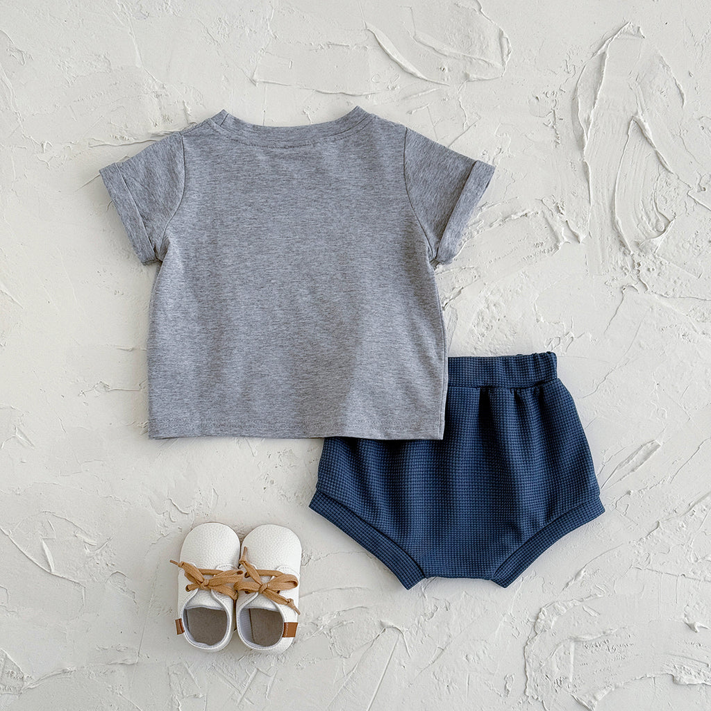 Baby Rainbow Applique Tee & Waffle Shorts Set