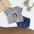 Baby Rainbow Applique Tee & Waffle Shorts Set