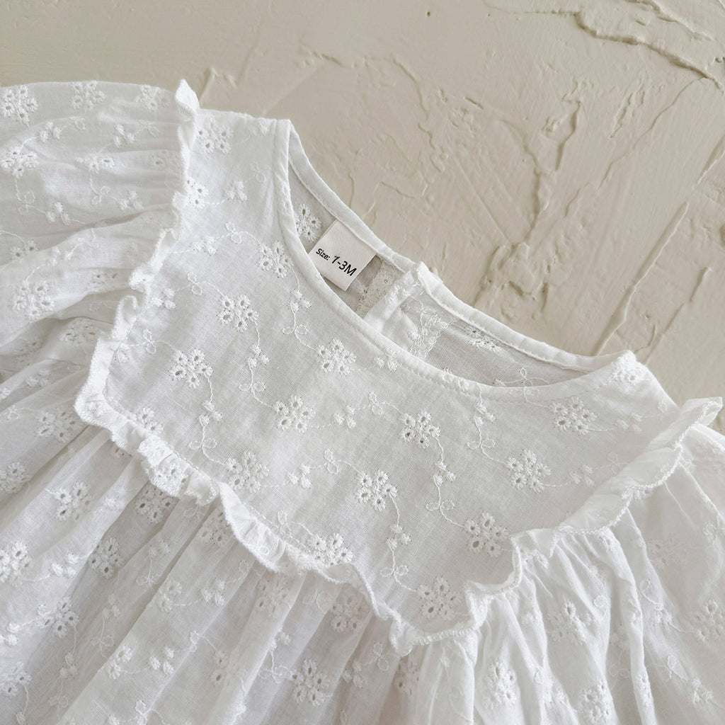 Summer White Lantern Sleeve Set for Baby Girls