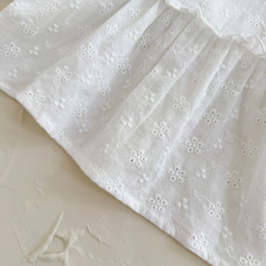 Summer White Lantern Sleeve Set for Baby Girls