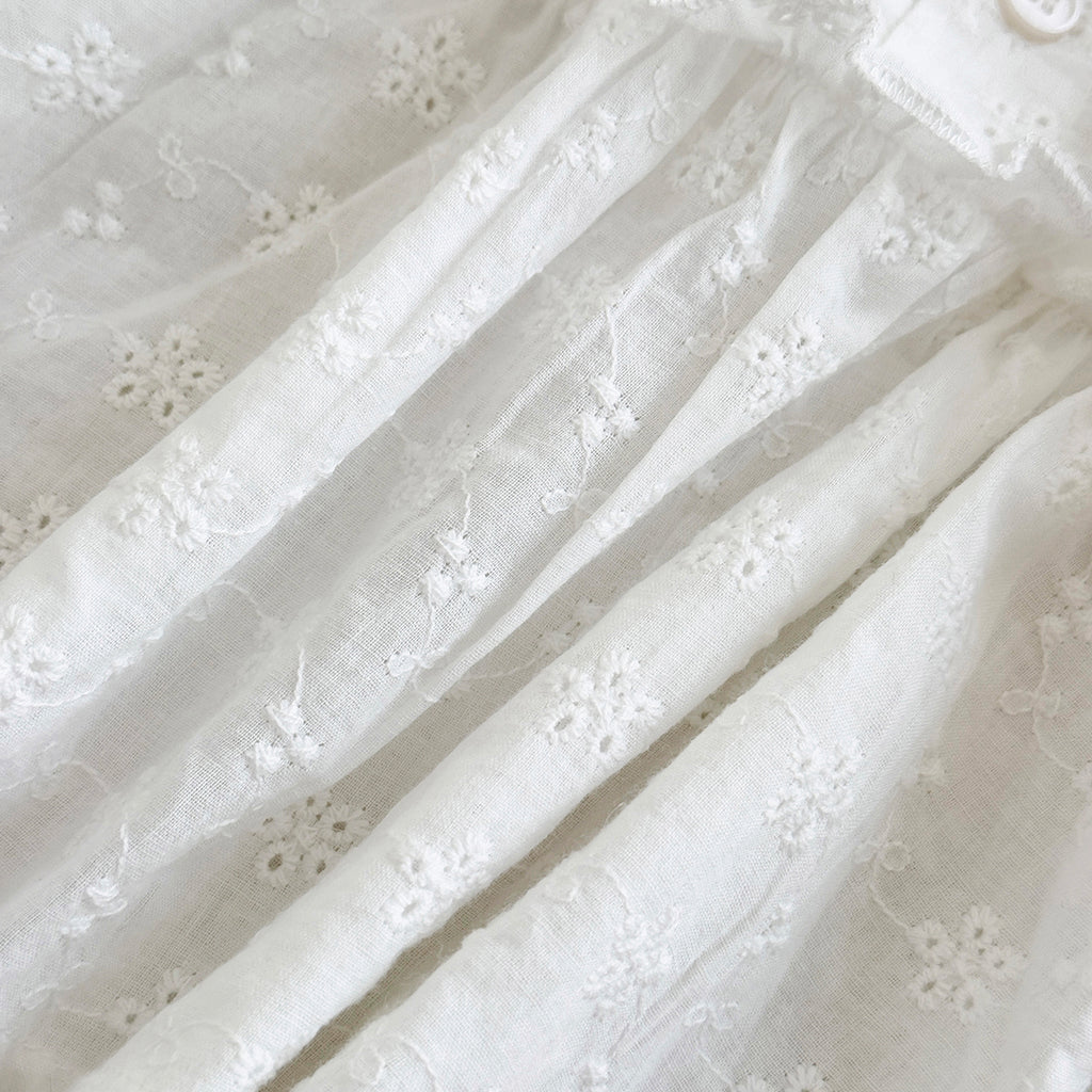 Summer White Lantern Sleeve Set for Baby Girls