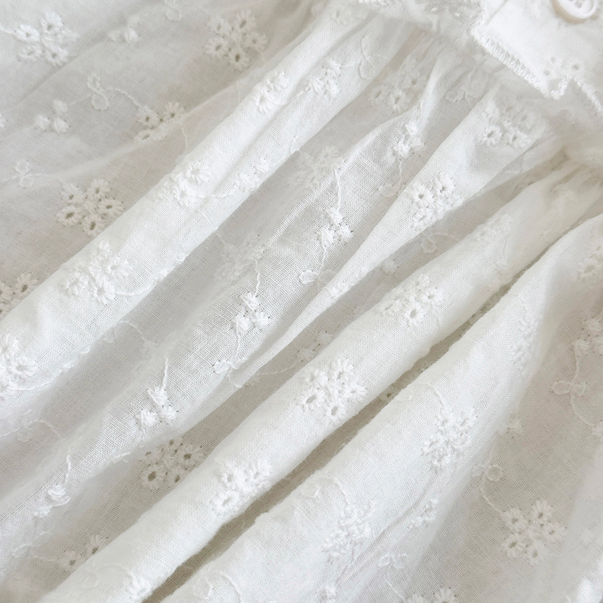 Summer White Lantern Sleeve Set for Baby Girls