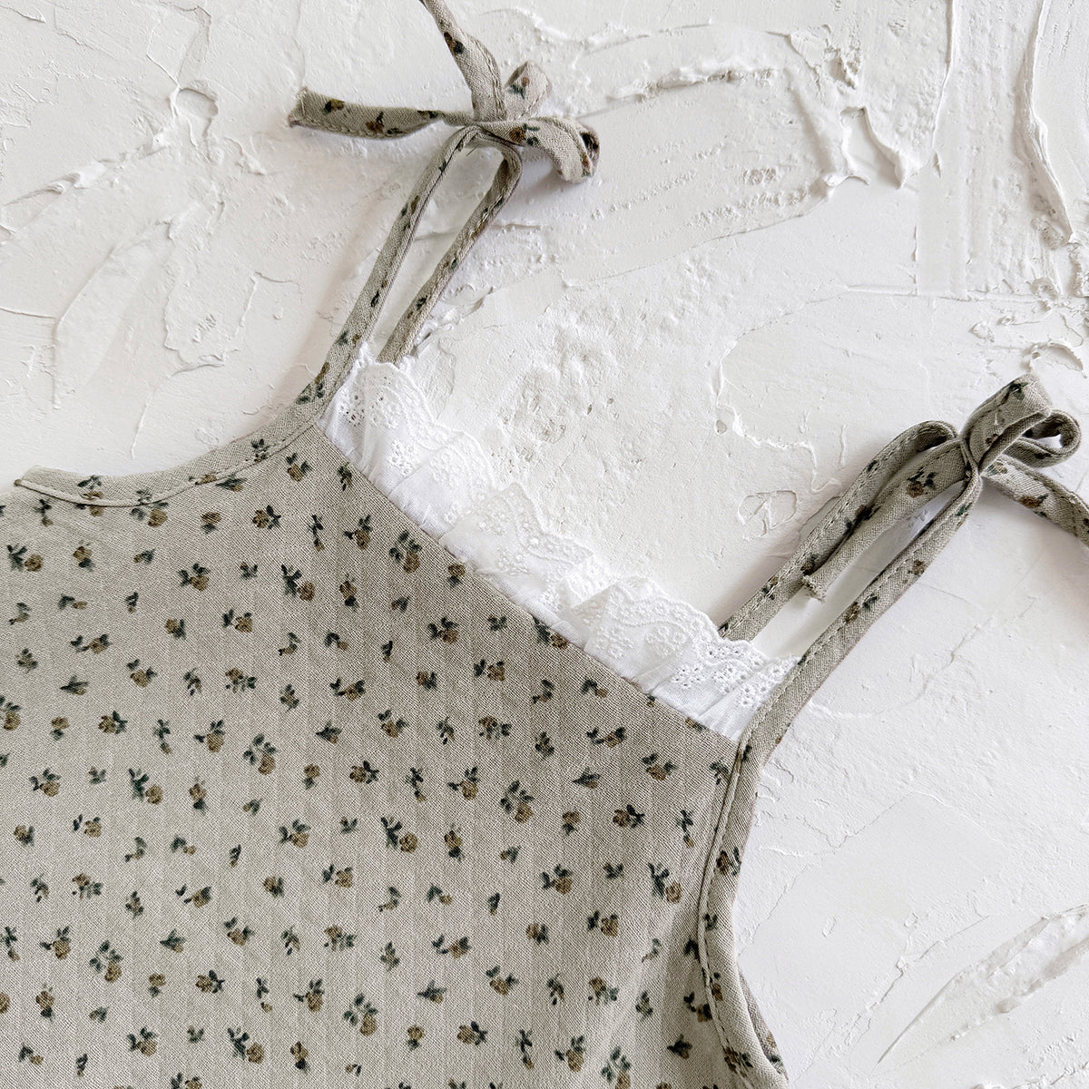 Summer White Top & Brown Floral Overalls Set