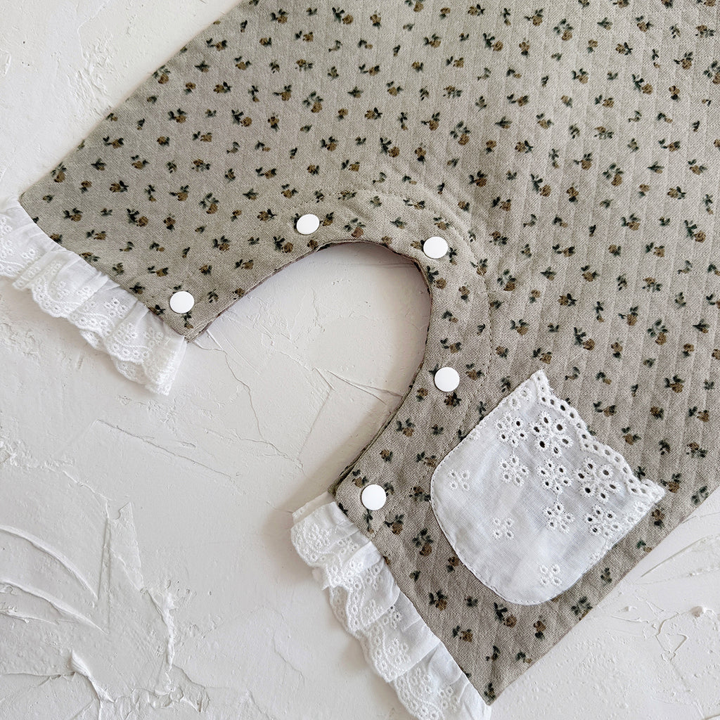 Summer White Top & Brown Floral Overalls Set