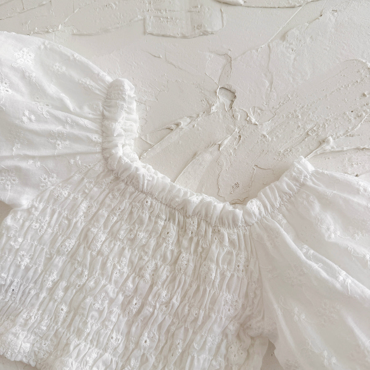 Summer White Embroidery Top & Blue Embroidered Pants