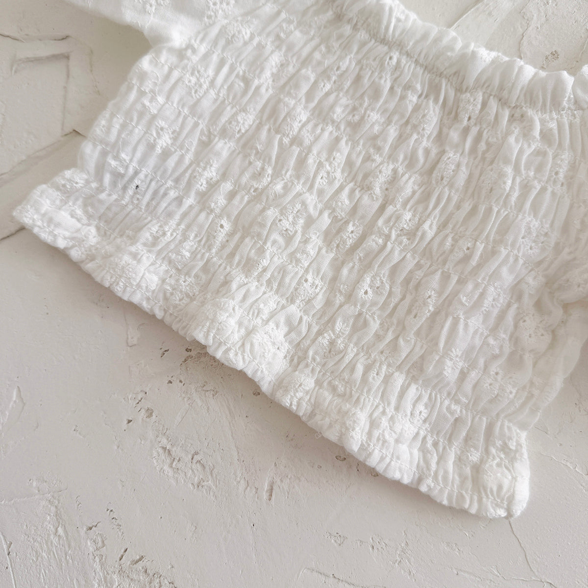 Summer White Embroidery Top & Blue Embroidered Pants