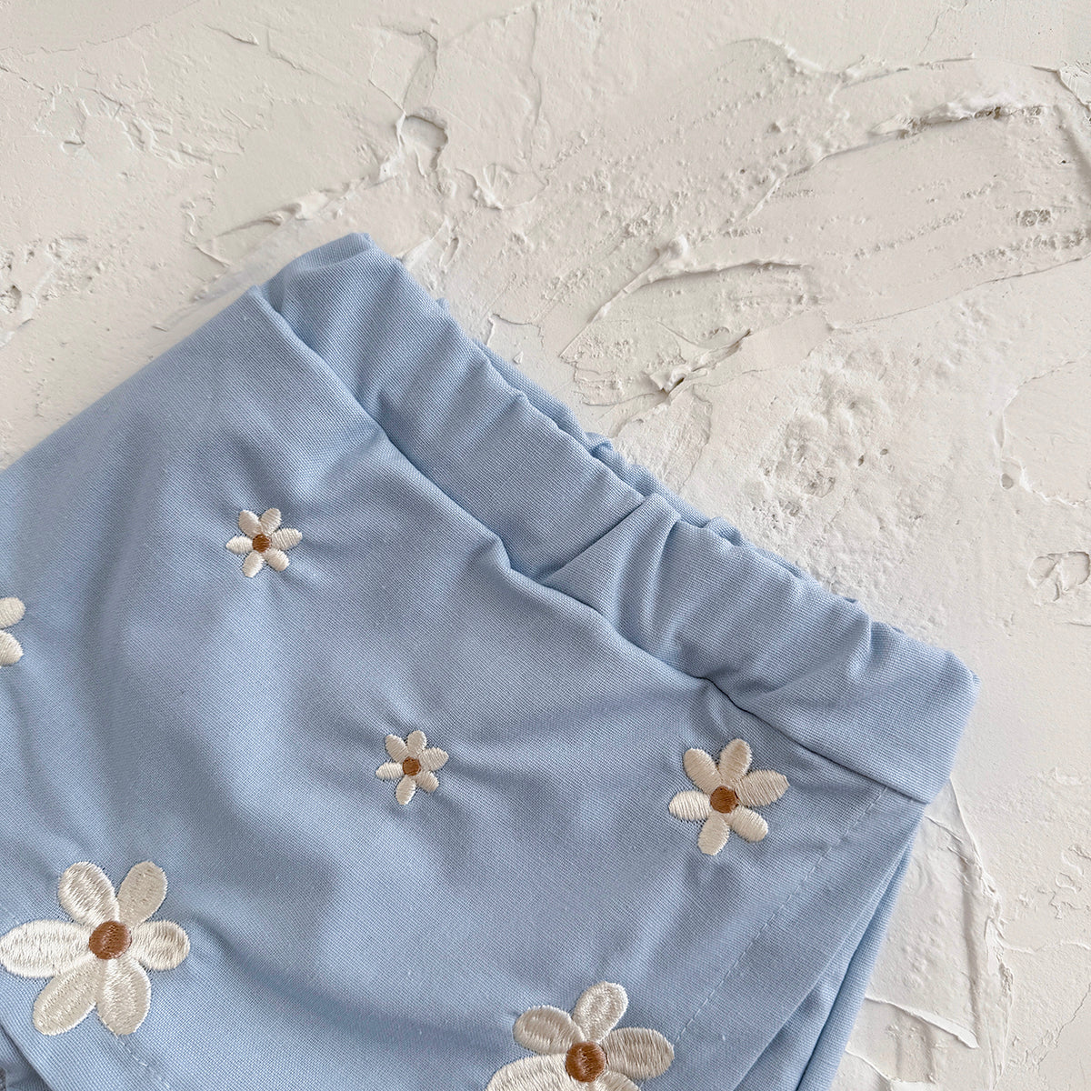 Summer White Embroidery Top & Blue Embroidered Pants