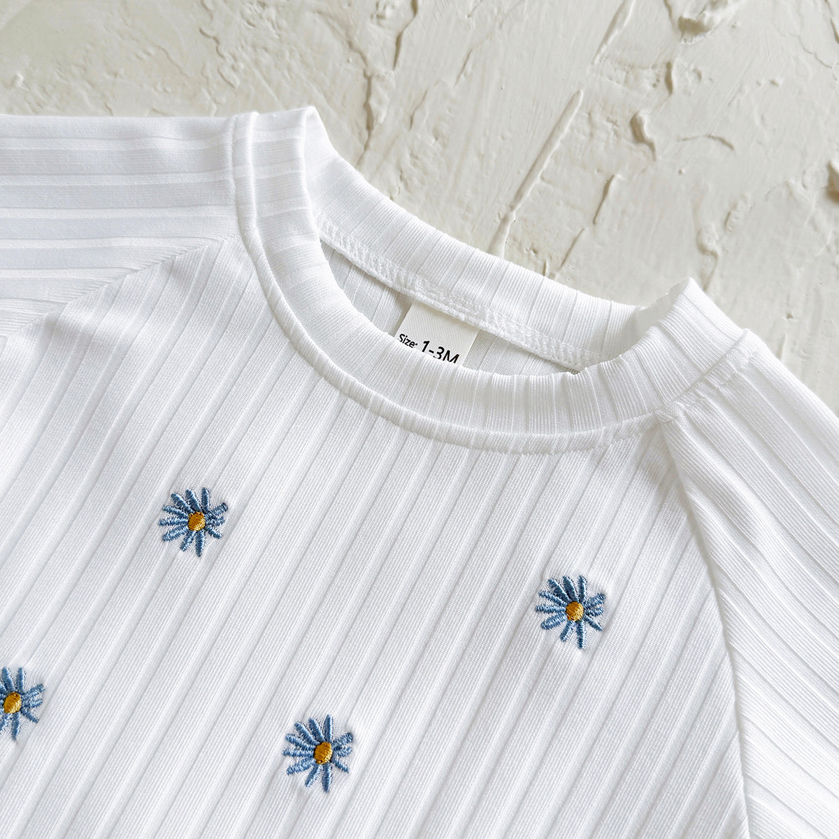 Summer White Romper with Blue Floral Print for Baby Girls