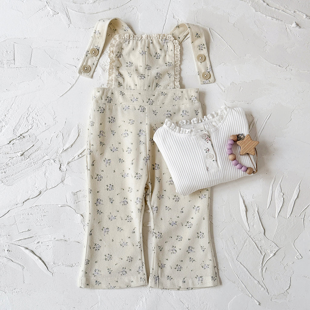 Baby Girl Floral Print Suspender Overalls Casual Spring Autumn Pants 0-3 Years Old