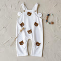 Baby Bear Print Suspender Overalls Casual Spring Autumn Romper 0-18 Months Old