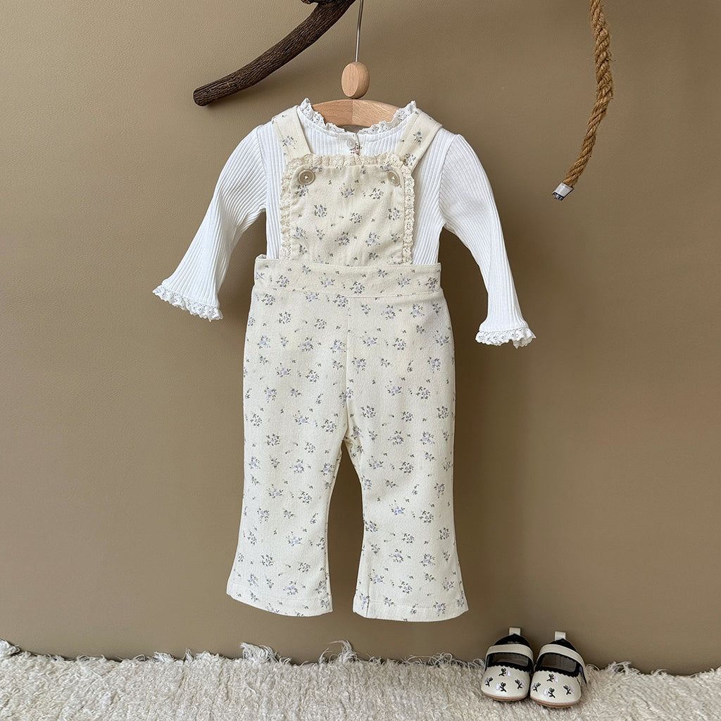 Baby Girl Floral Print Suspender Overalls Casual Spring Autumn Pants 0-3 Years Old