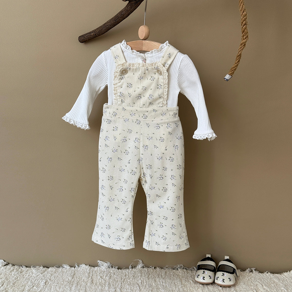 Baby Girl Floral Print Suspender Overalls Casual Spring Autumn Pants 0-3 Years Old