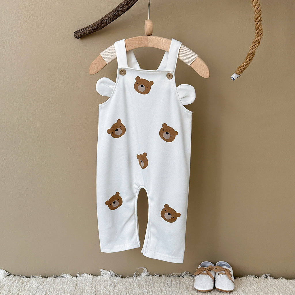 Baby Bear Print Suspender Overalls Casual Spring Autumn Romper 0-18 Months Old