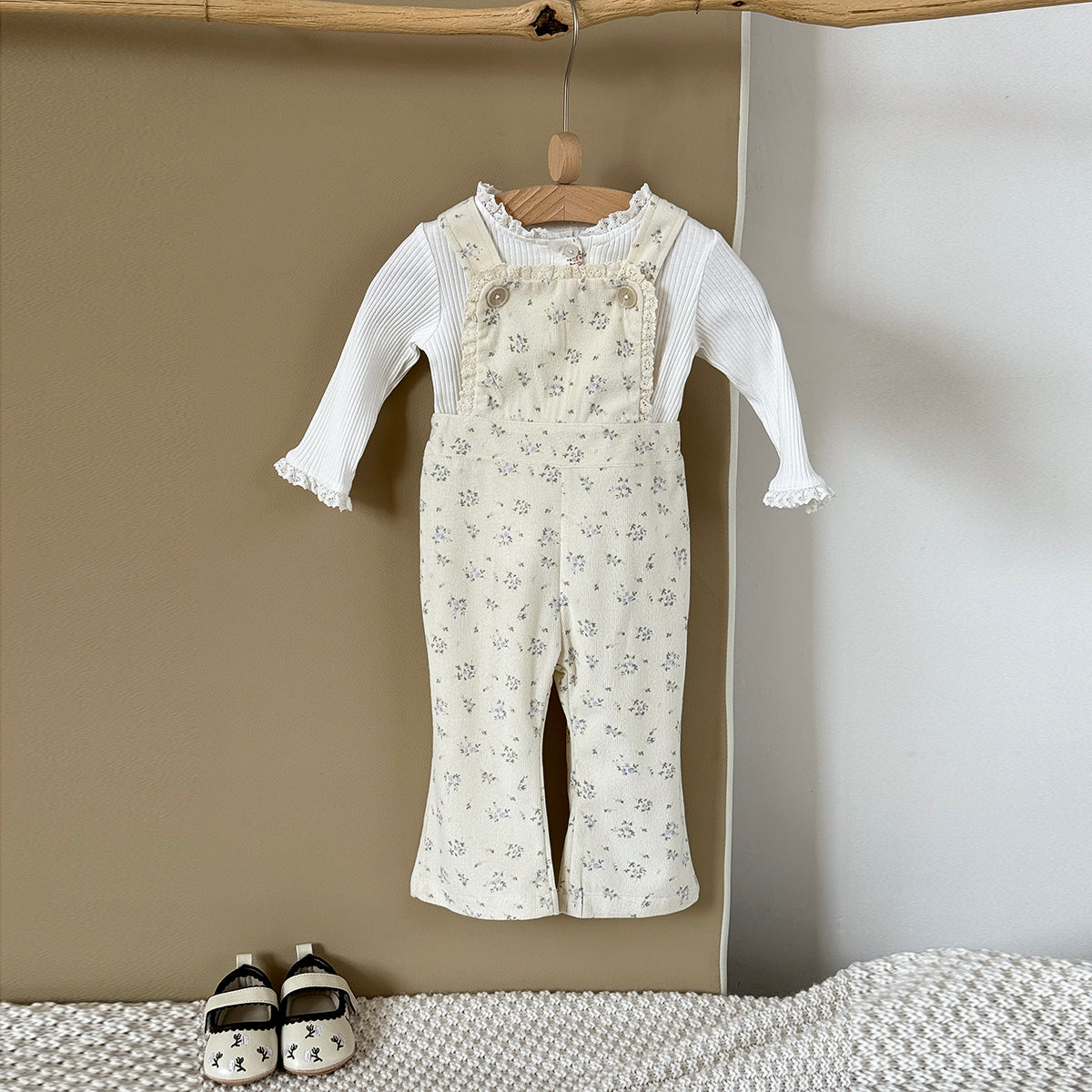 Baby Girl Floral Print Suspender Overalls Casual Spring Autumn Pants 0-3 Years Old