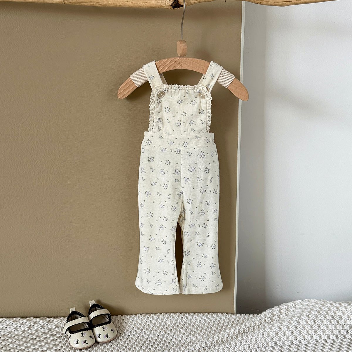 Baby Girl Floral Print Suspender Overalls Casual Spring Autumn Pants 0-3 Years Old