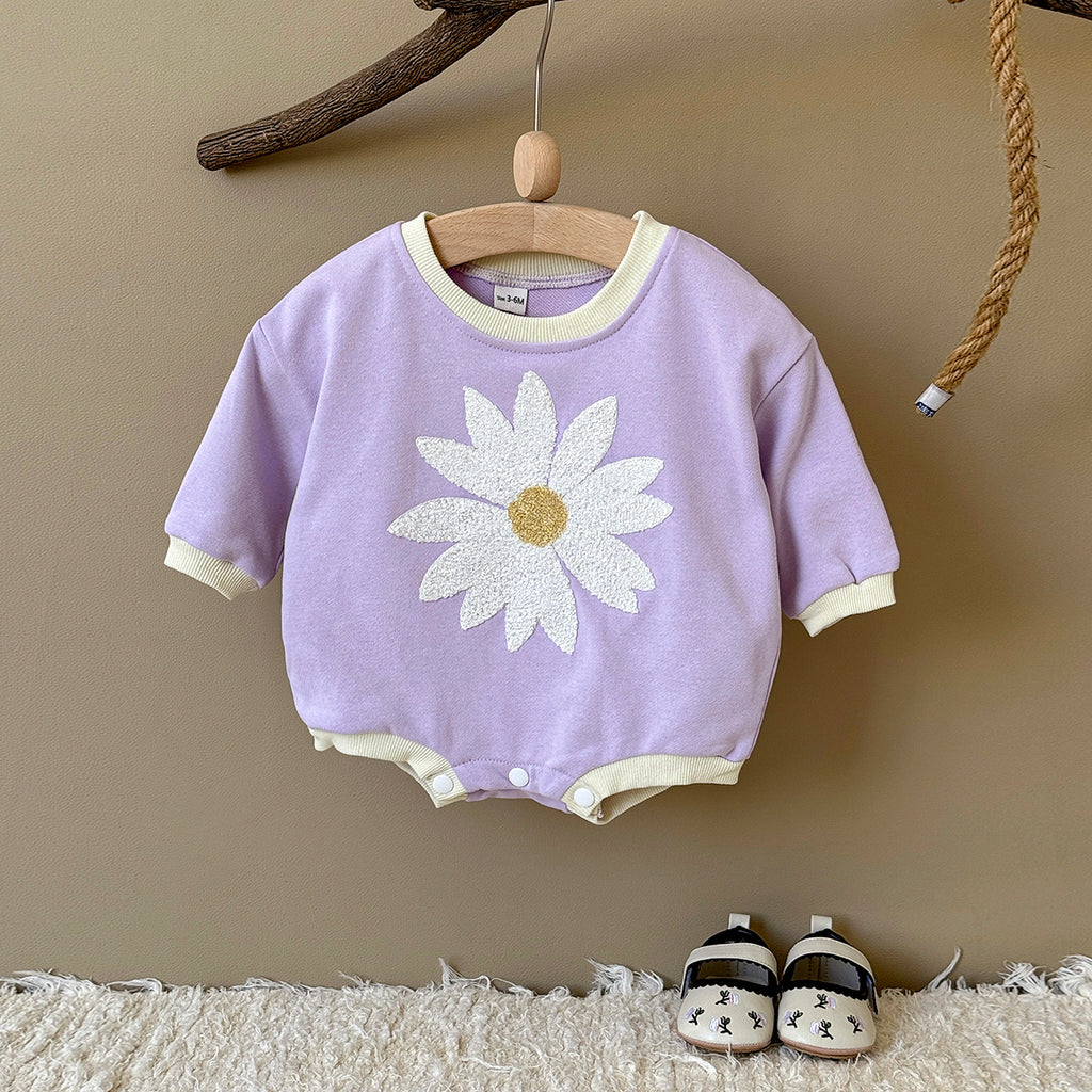 Baby Rabbit Flower Embroidered Cotton Blend Triangle Romper Spring Autumn 0-18 Months Old