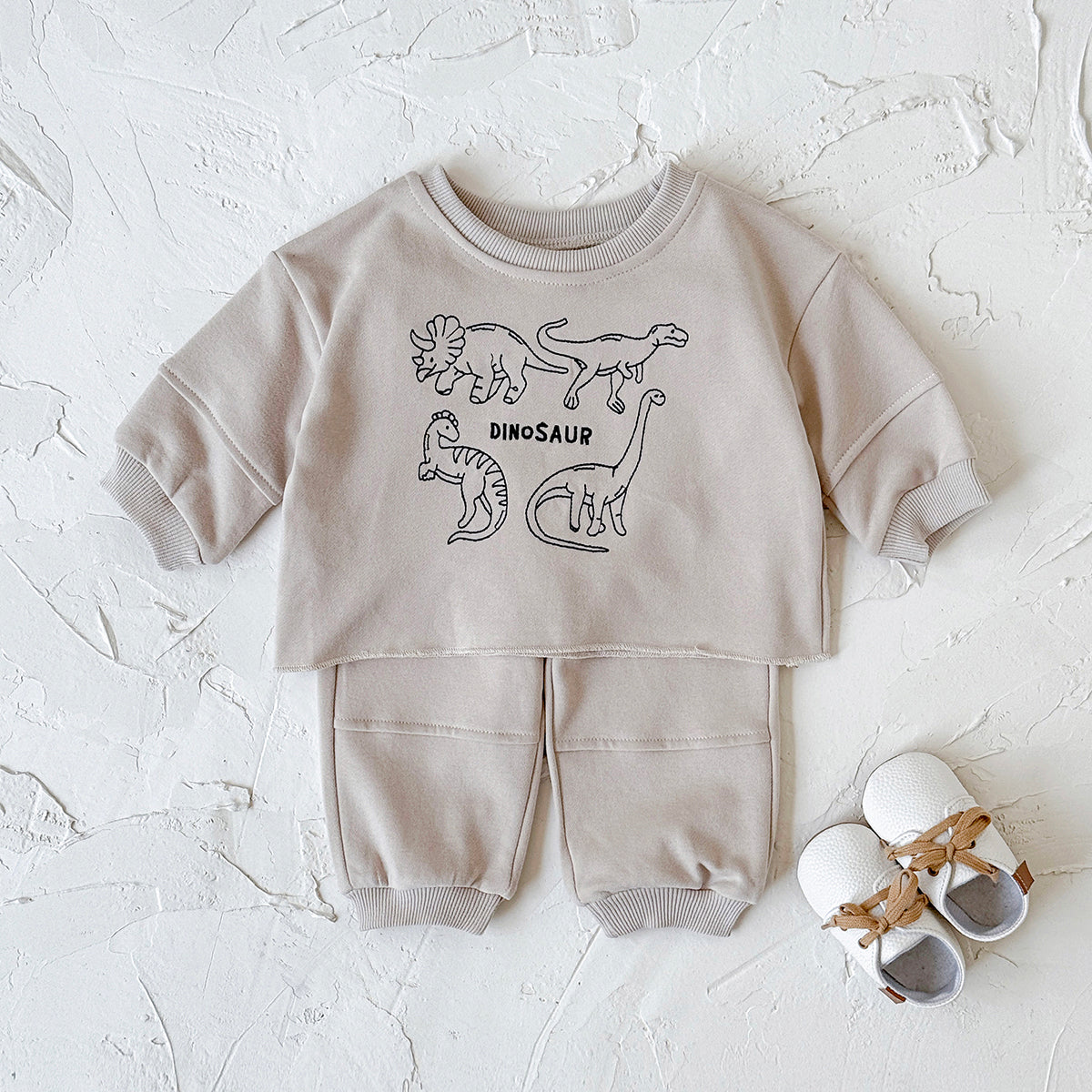 Baby Boy Dinosaur Embroidered Long Sleeve Top and Pants Set Spring Autumn 0-3 Years Old