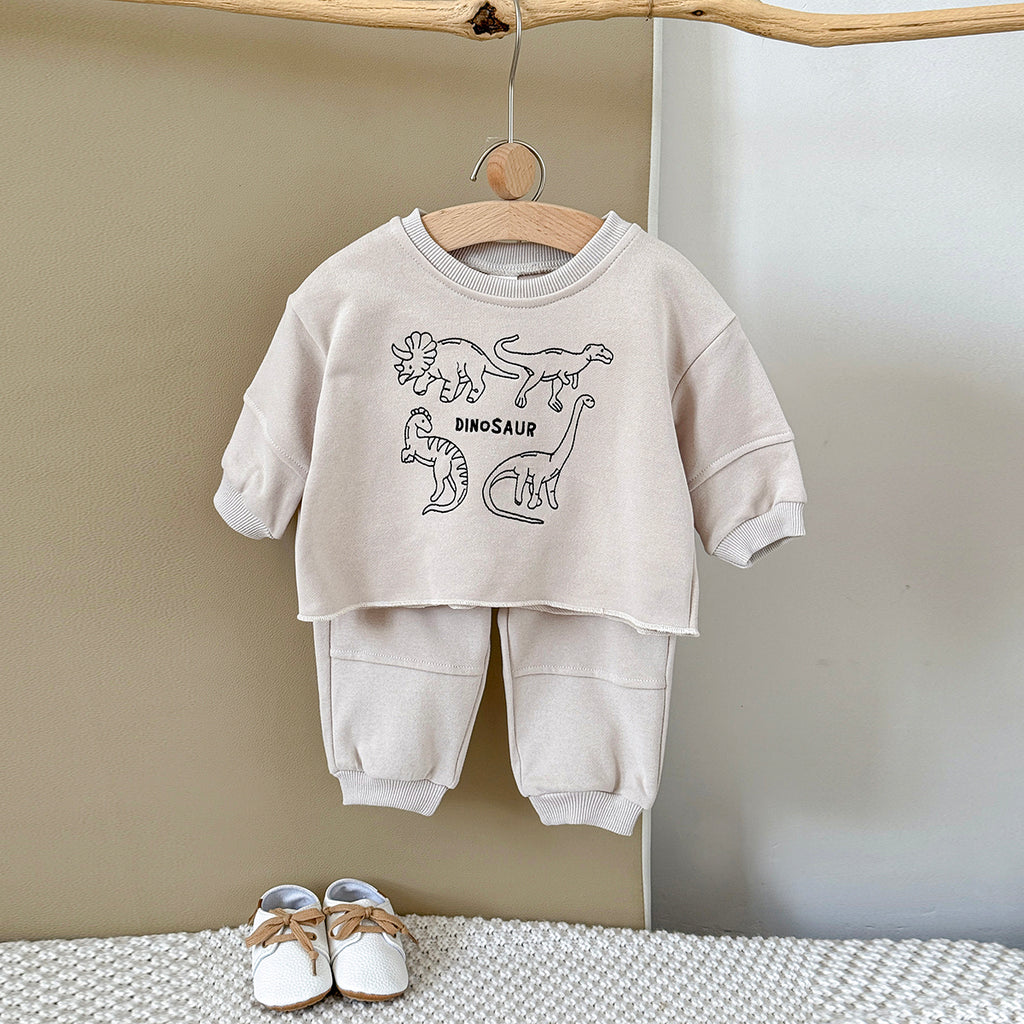 Baby Boy Dinosaur Embroidered Long Sleeve Top and Pants Set Spring Autumn 0-3 Years Old