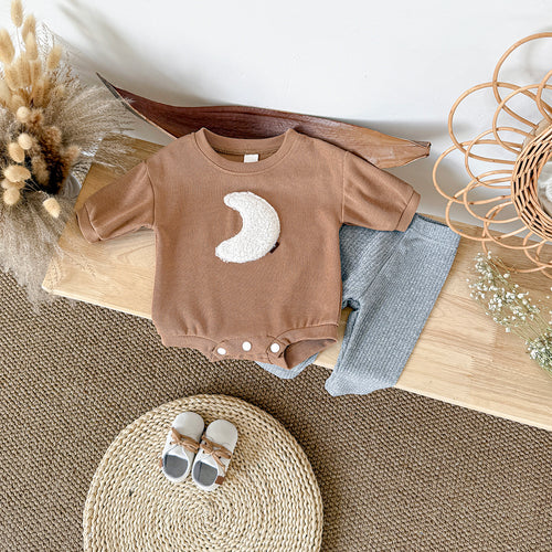 Baby Boys Orange Romper and Gray Pants Outfit Set 0-12Months