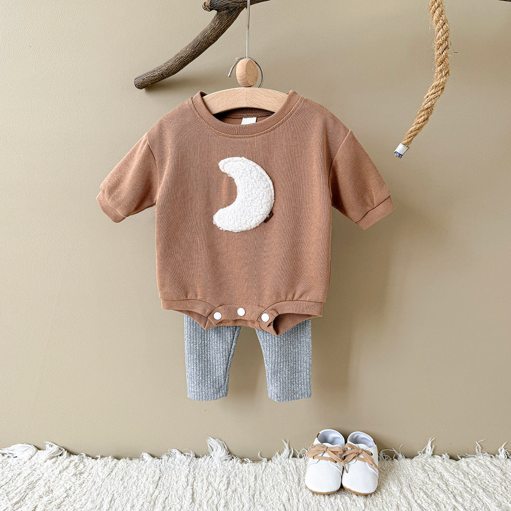 Baby Boys Orange Romper and Gray Pants Outfit Set 0-12Months